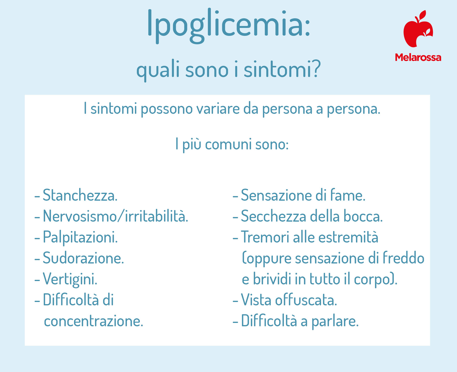 ipoglicemia: sintomi