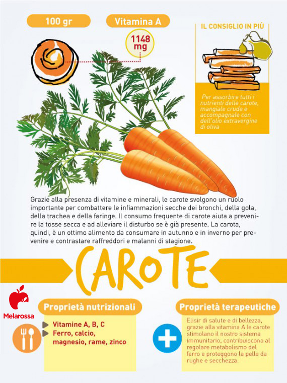 cibi contro raffreddore: carote per fare il pieno di vitamine