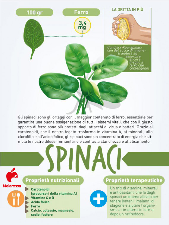 cibi contro raffreddore: spinaci