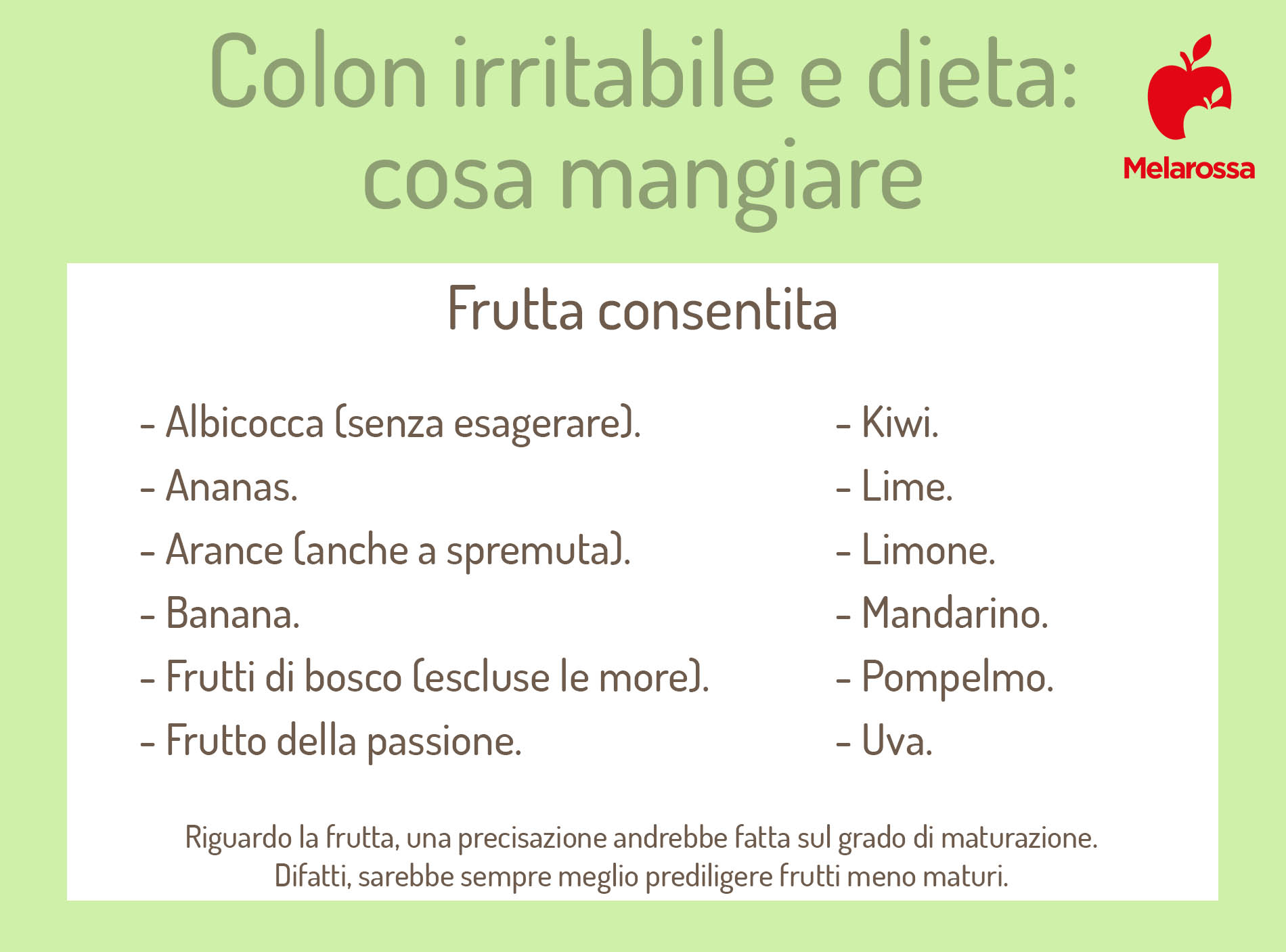 dieta per colon irritabile: frutta consentita 