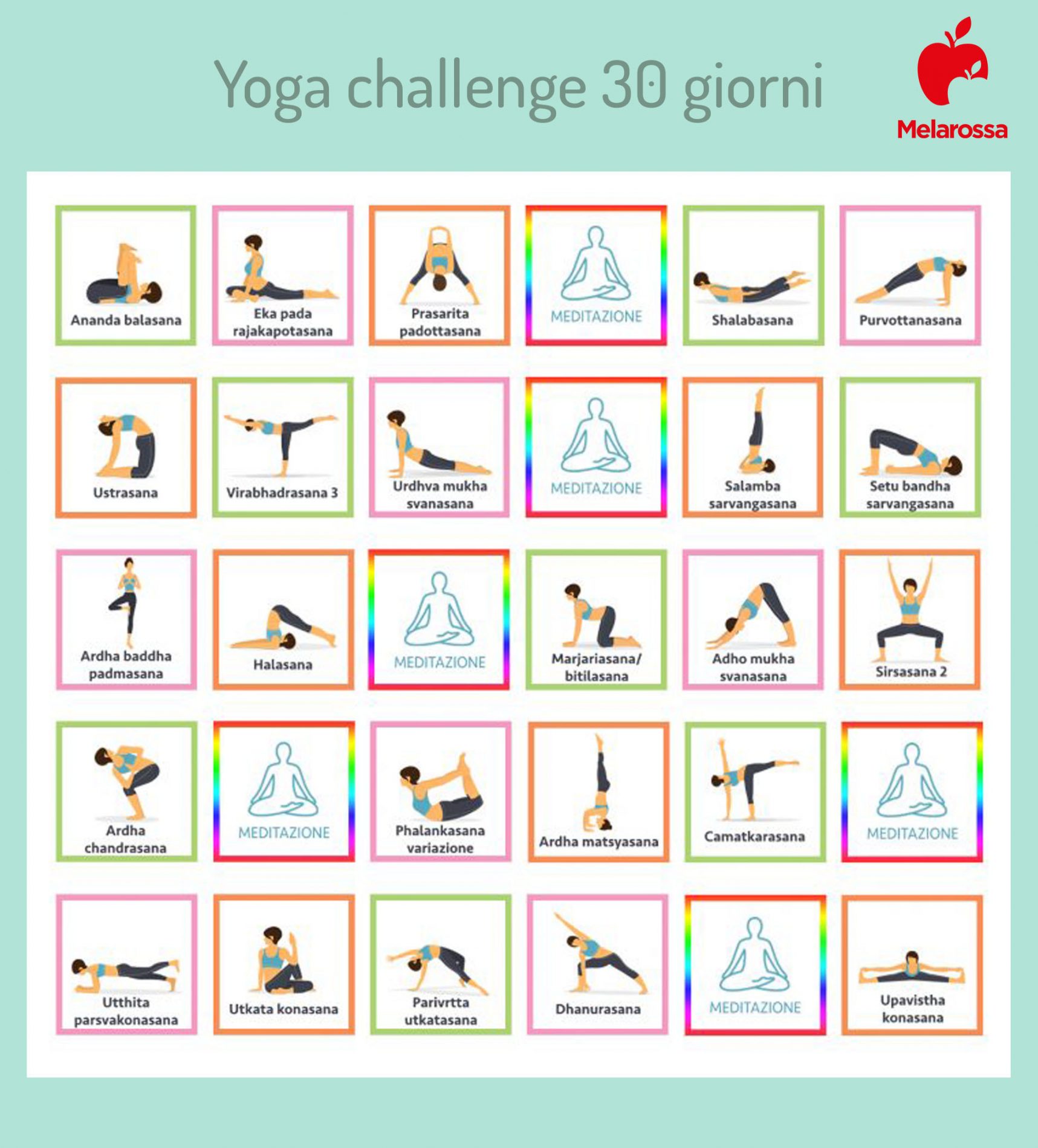 Yoga challenge 30 giorni: esercizi- tabella di allenamento 