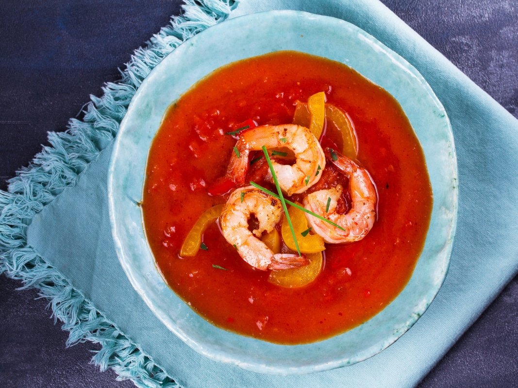 gazpacho con gamberi
