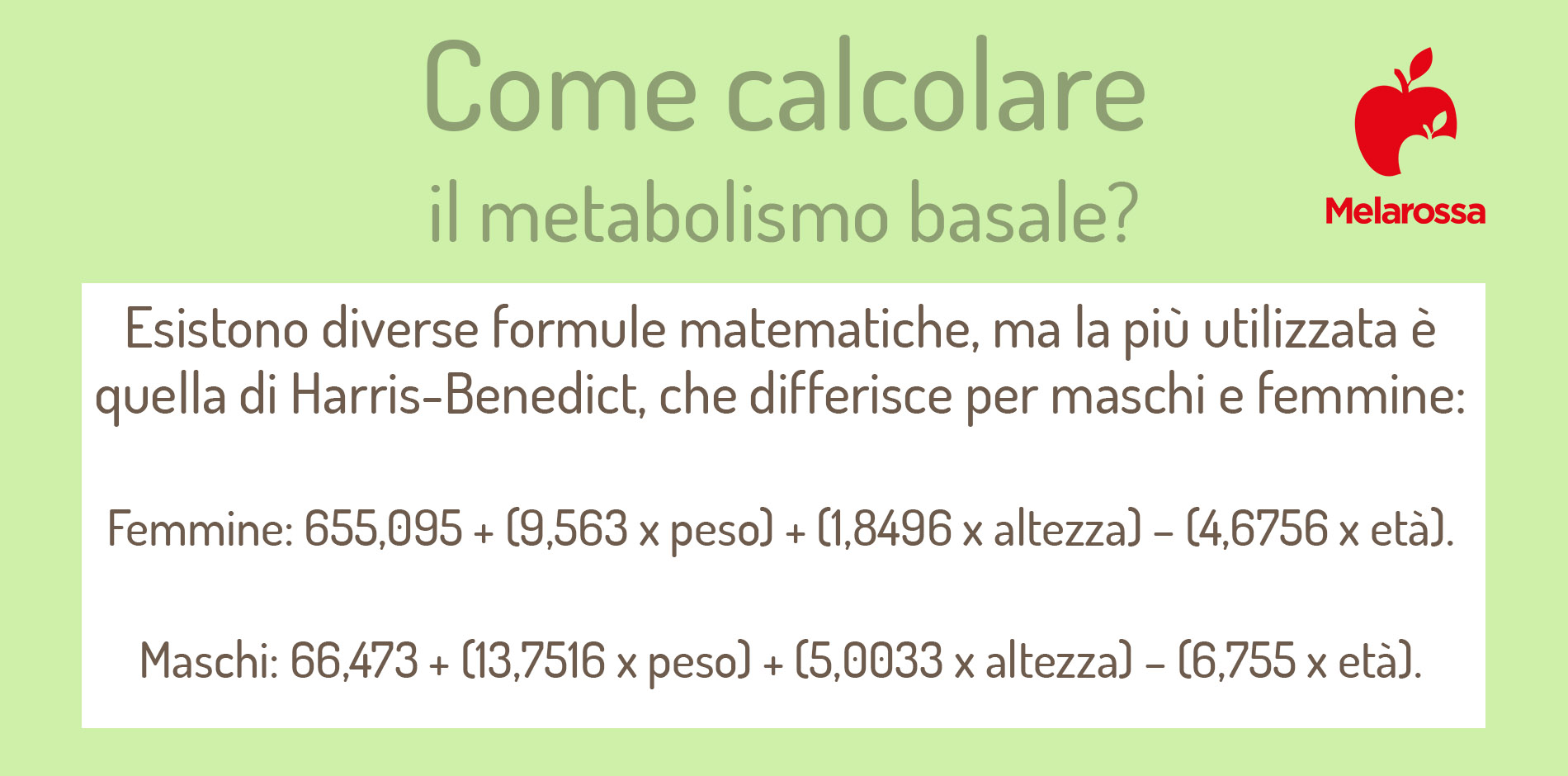 come calcolare il metabolismo basale