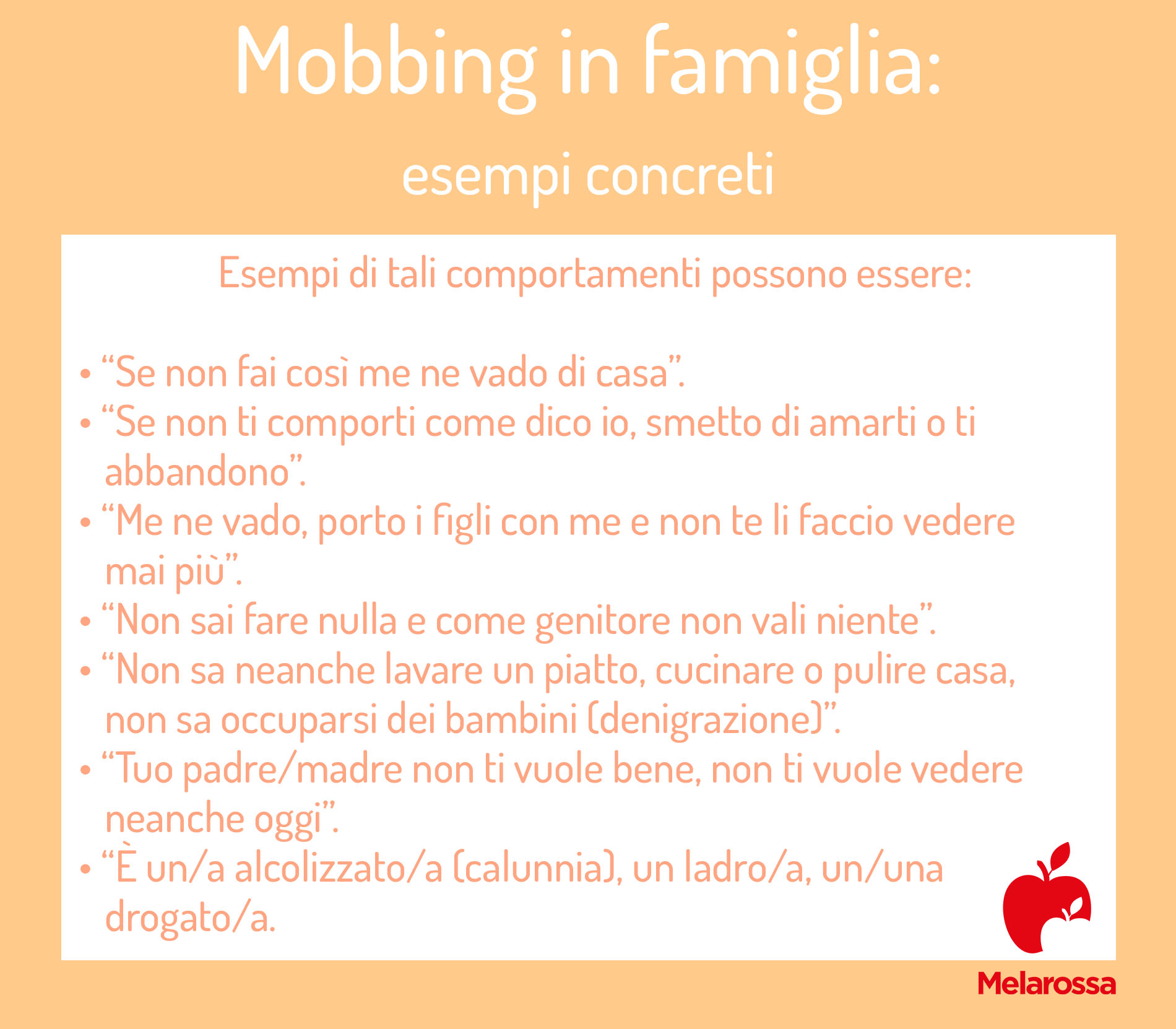 mobbing in famiglia: esempi concreti- Tabella 