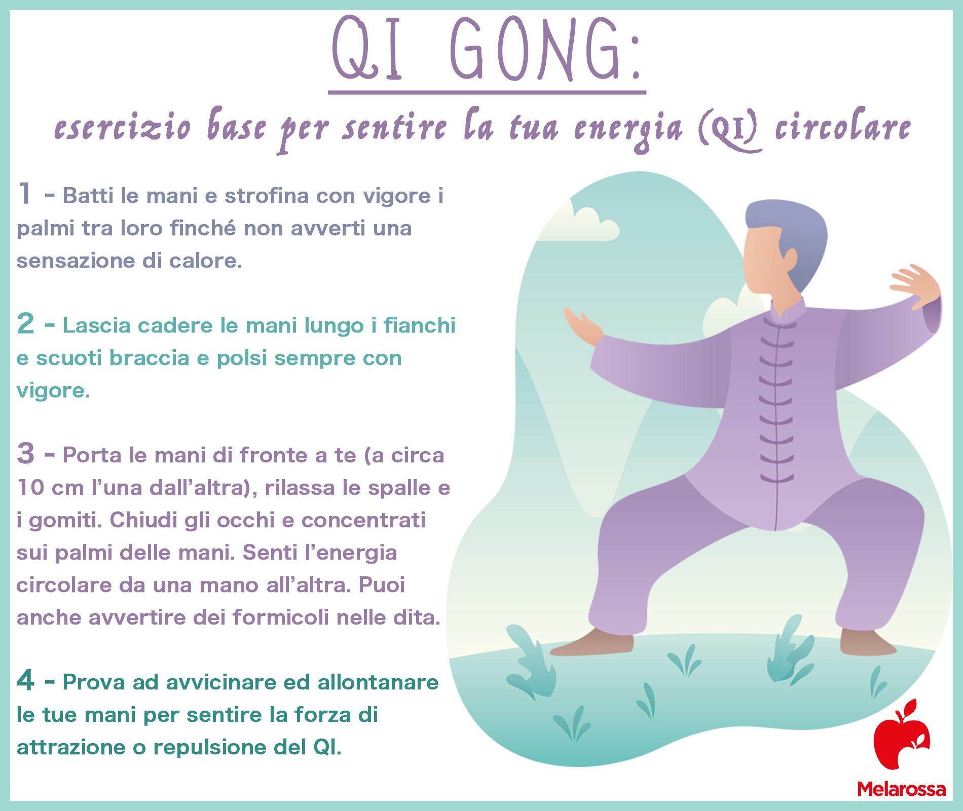 qi gong: esercizio base per sentire l'energia circolare
