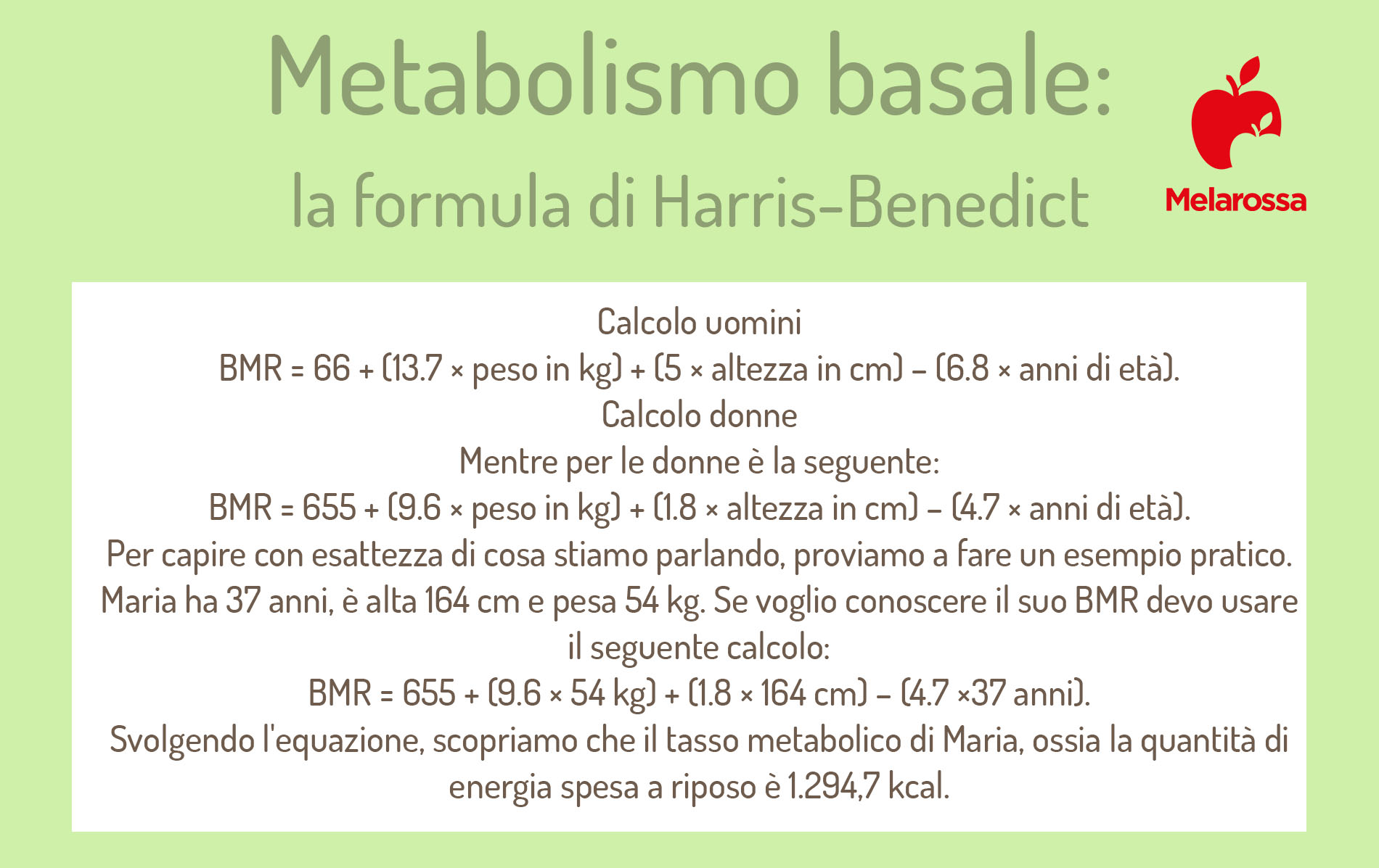 metabolismo basale: come calcolarlo: formula di Harris benedict