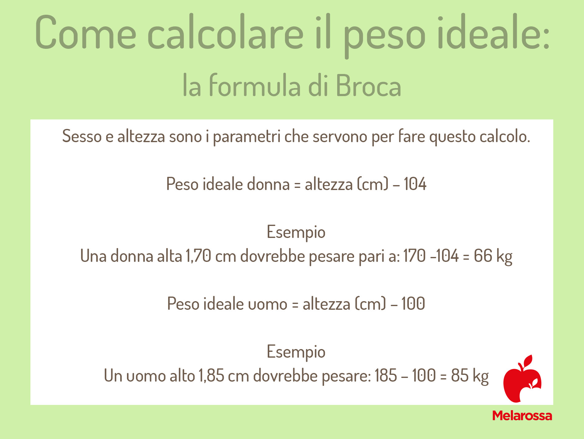 come calcolare il peso ideale: formula di Broca 
