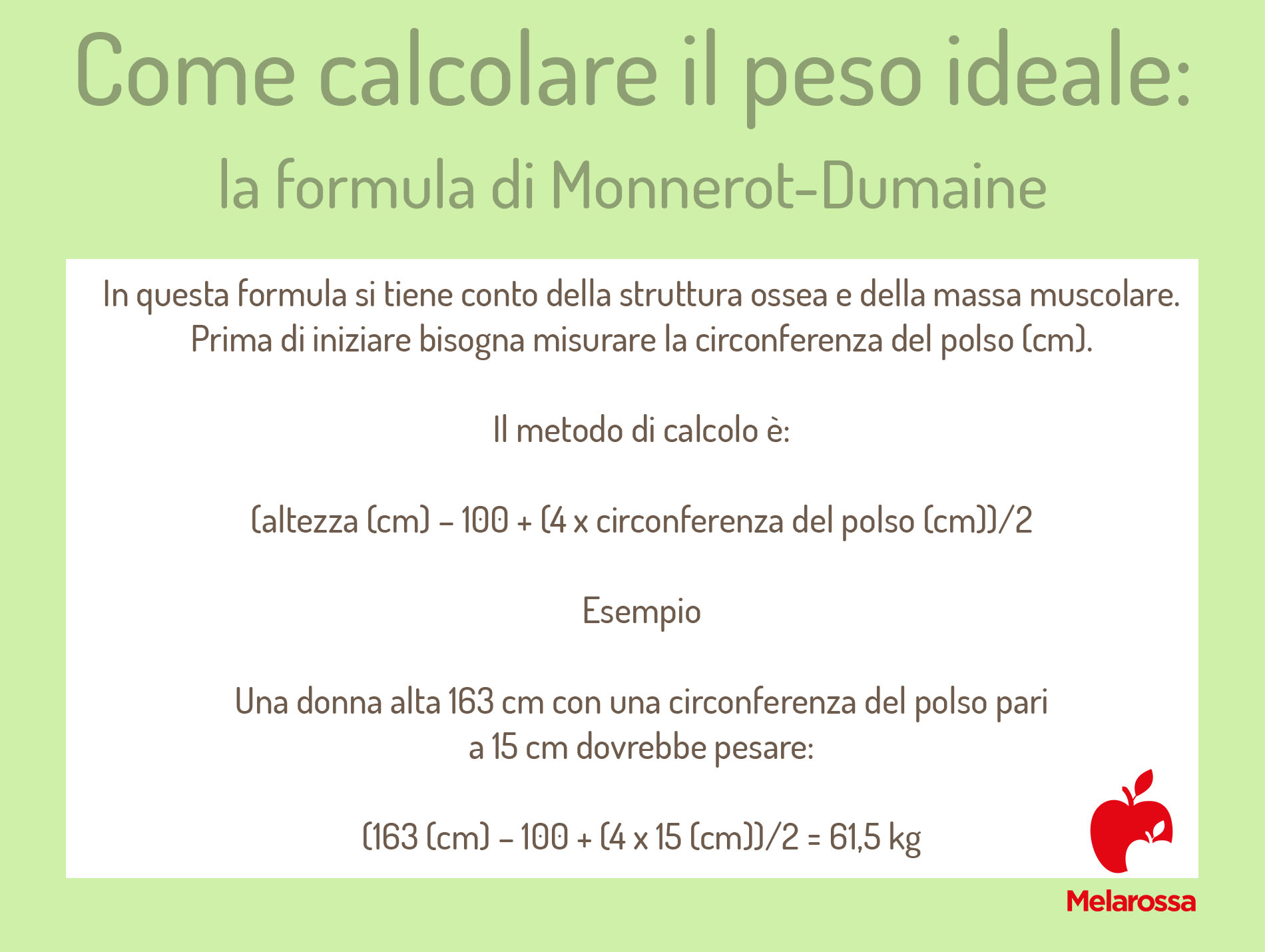come calcolare il peso ideale: formula di Monnerot- Dumaine 