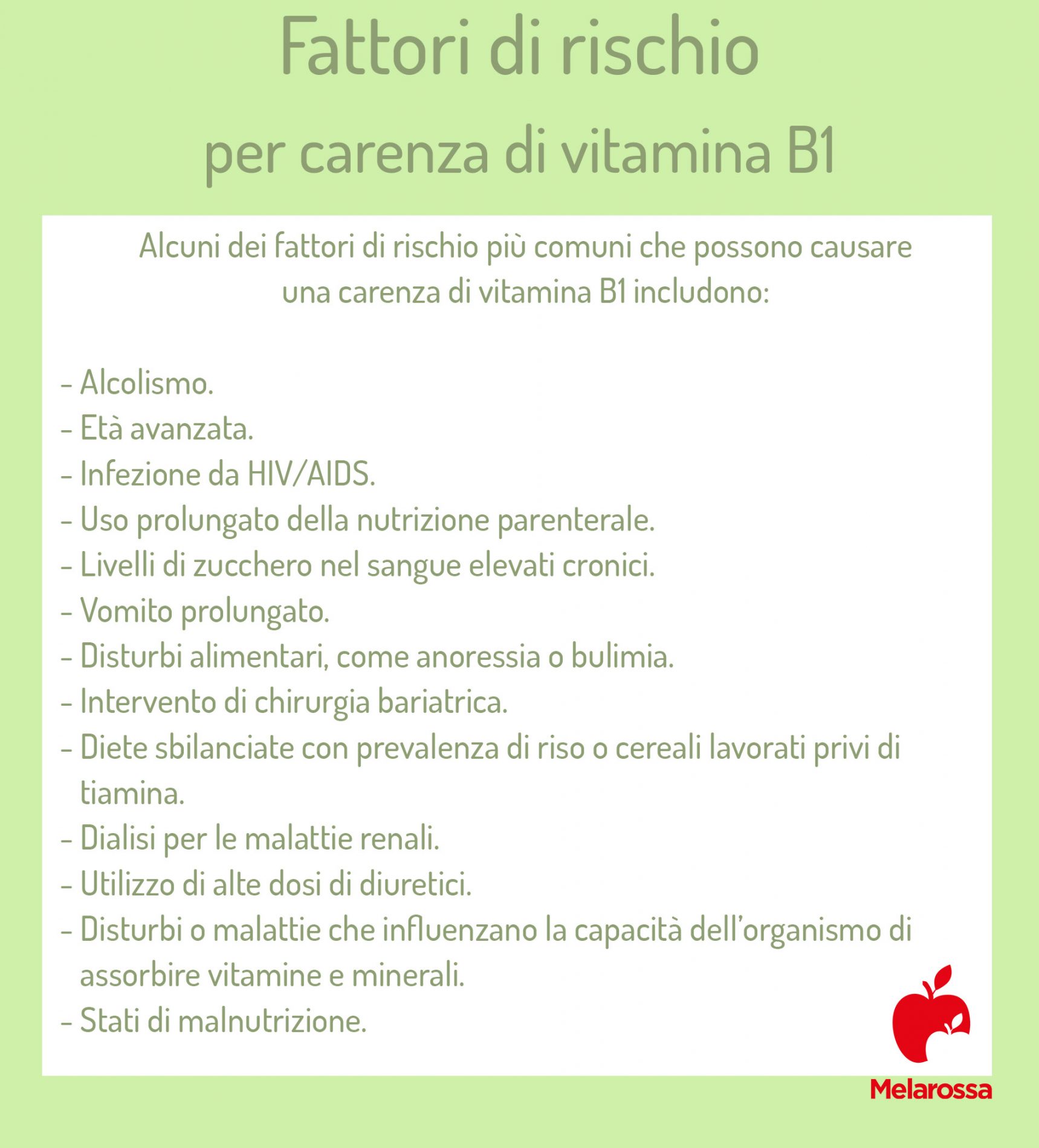 fattori di rischio di una carenza di vitamina B1