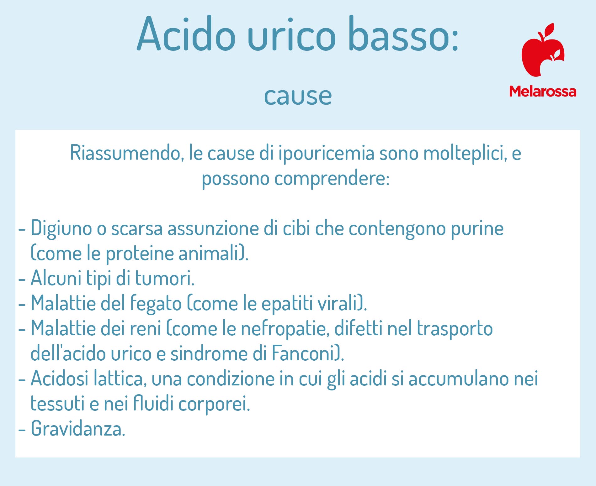 acido urico basso: cause