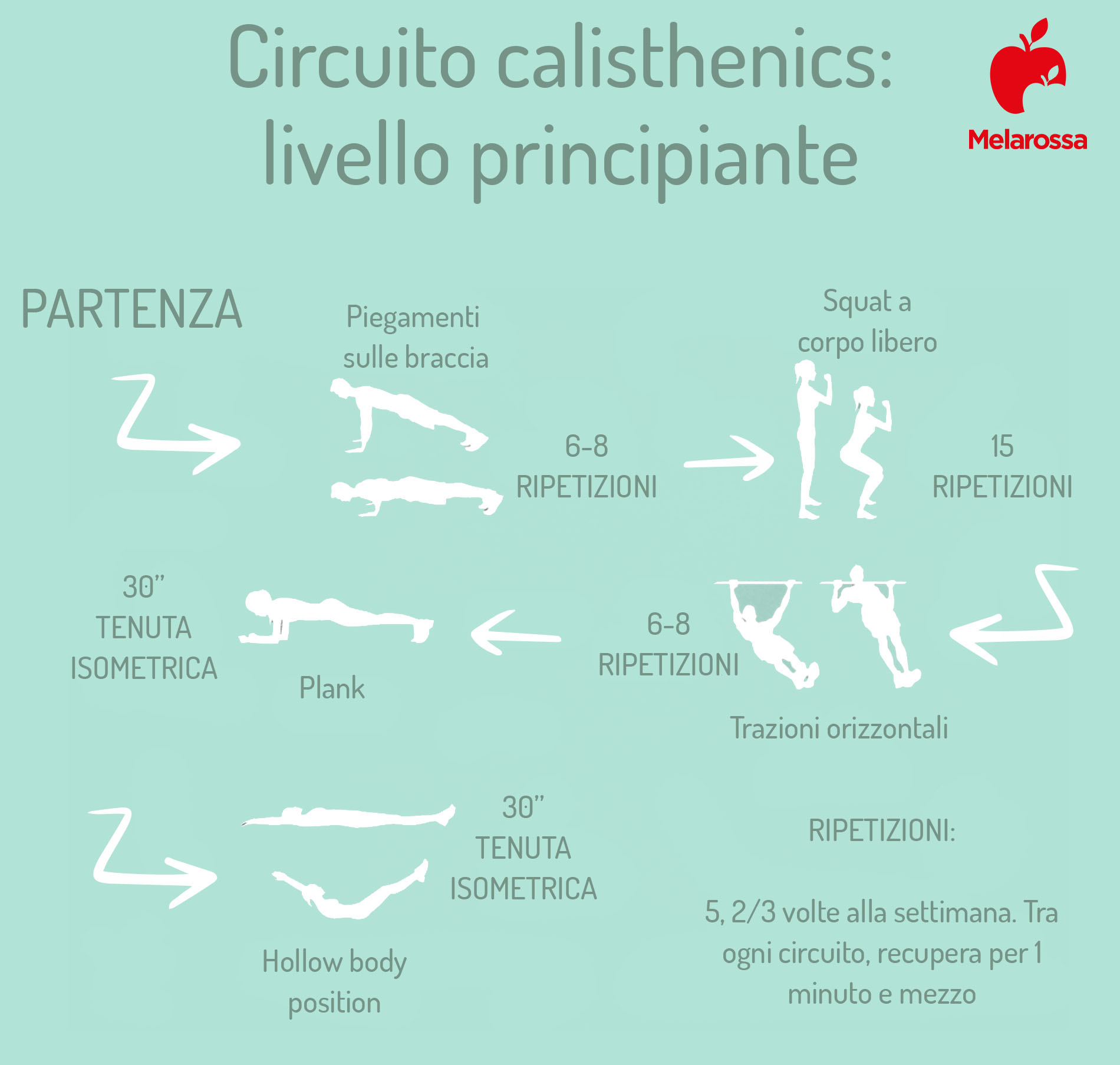 calisthenics: allenamento principiante-  tabella di allenamento 