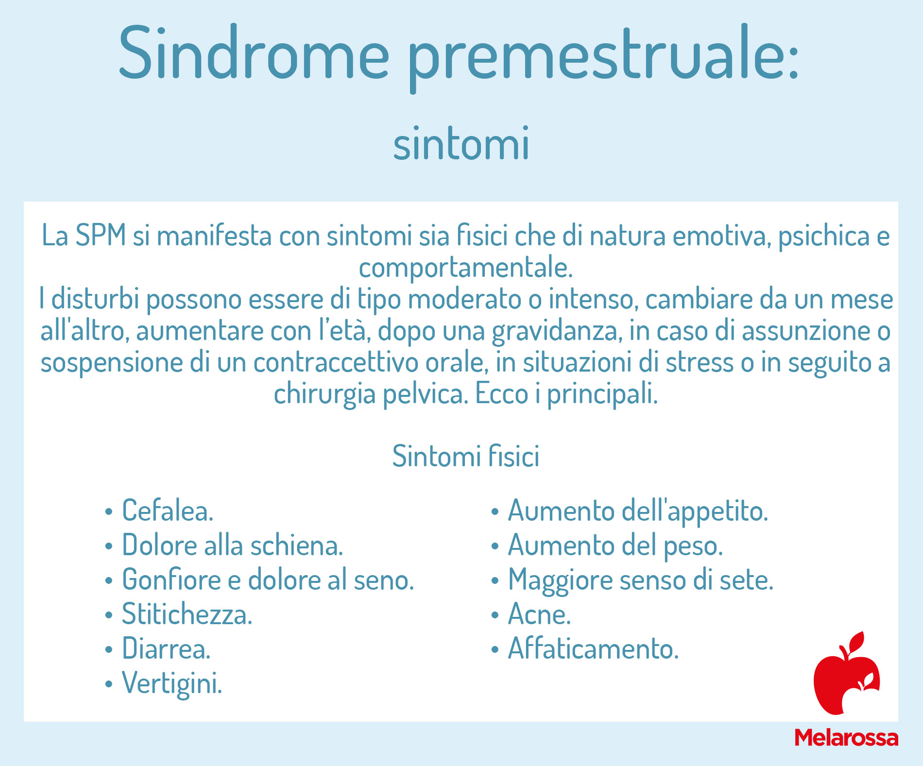 sindrome premestruale: sintomi fisici e emotivi