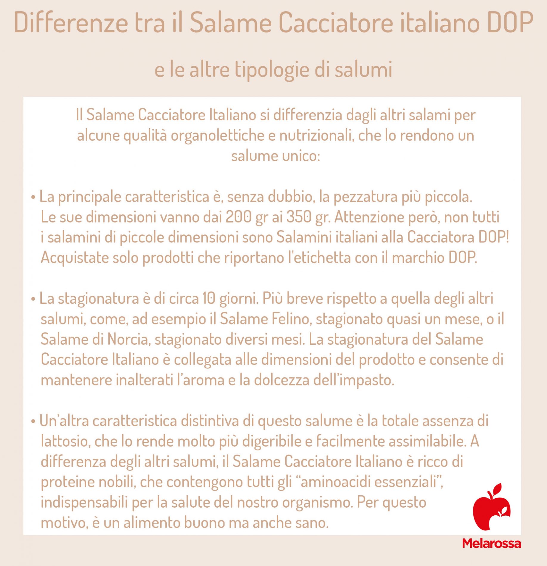 salame cacciatore Italiano: differenze