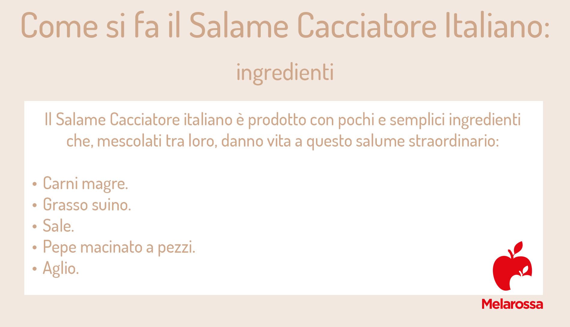 ingredienti del salame Cacciatore Italiano
