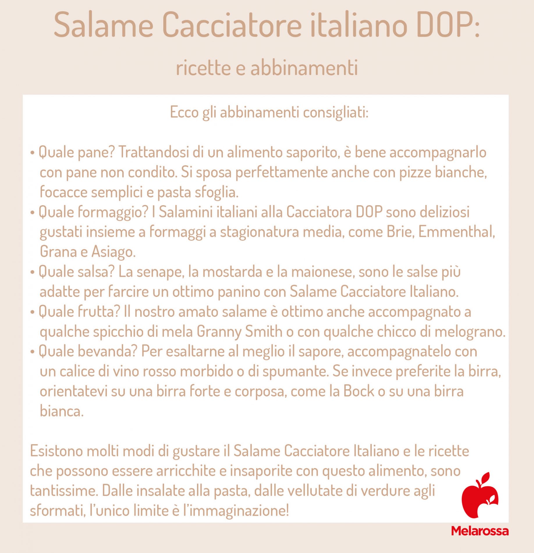 salame cacciatore Italiano: ricette e abbinamenti 