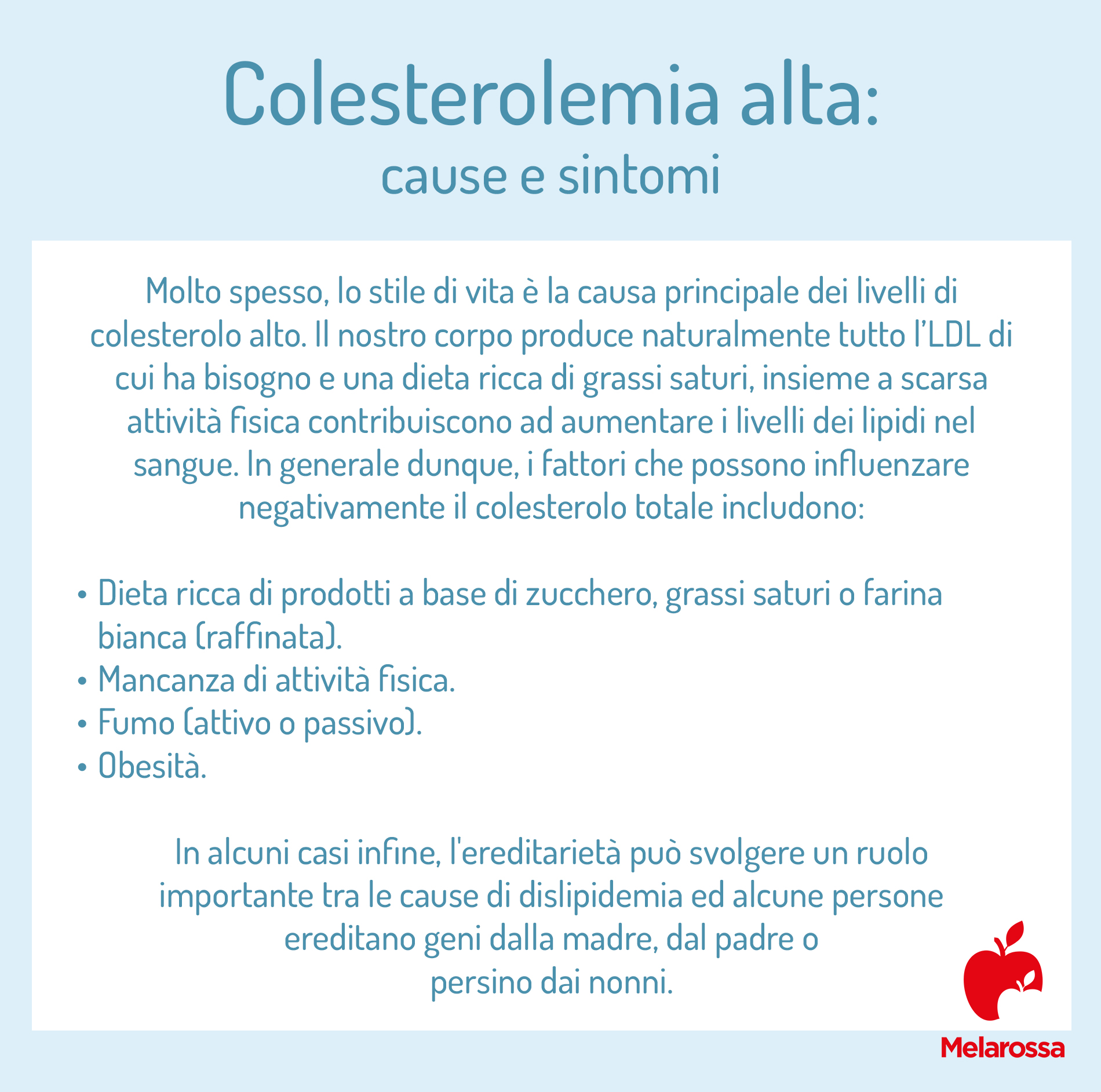 colesterolemia alta: cause e sintomi 