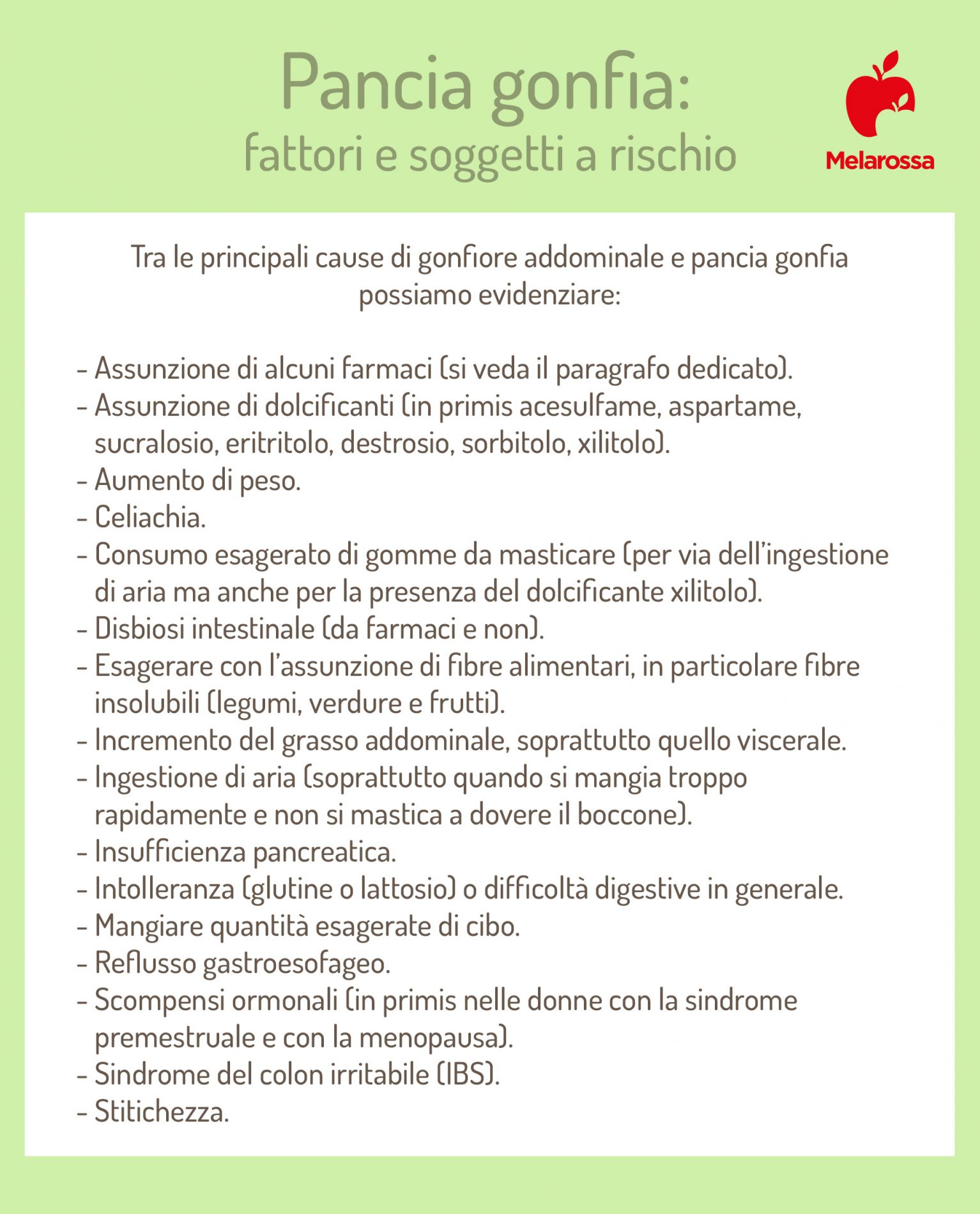 pancia gonfia: fattori e soggetti a rischio