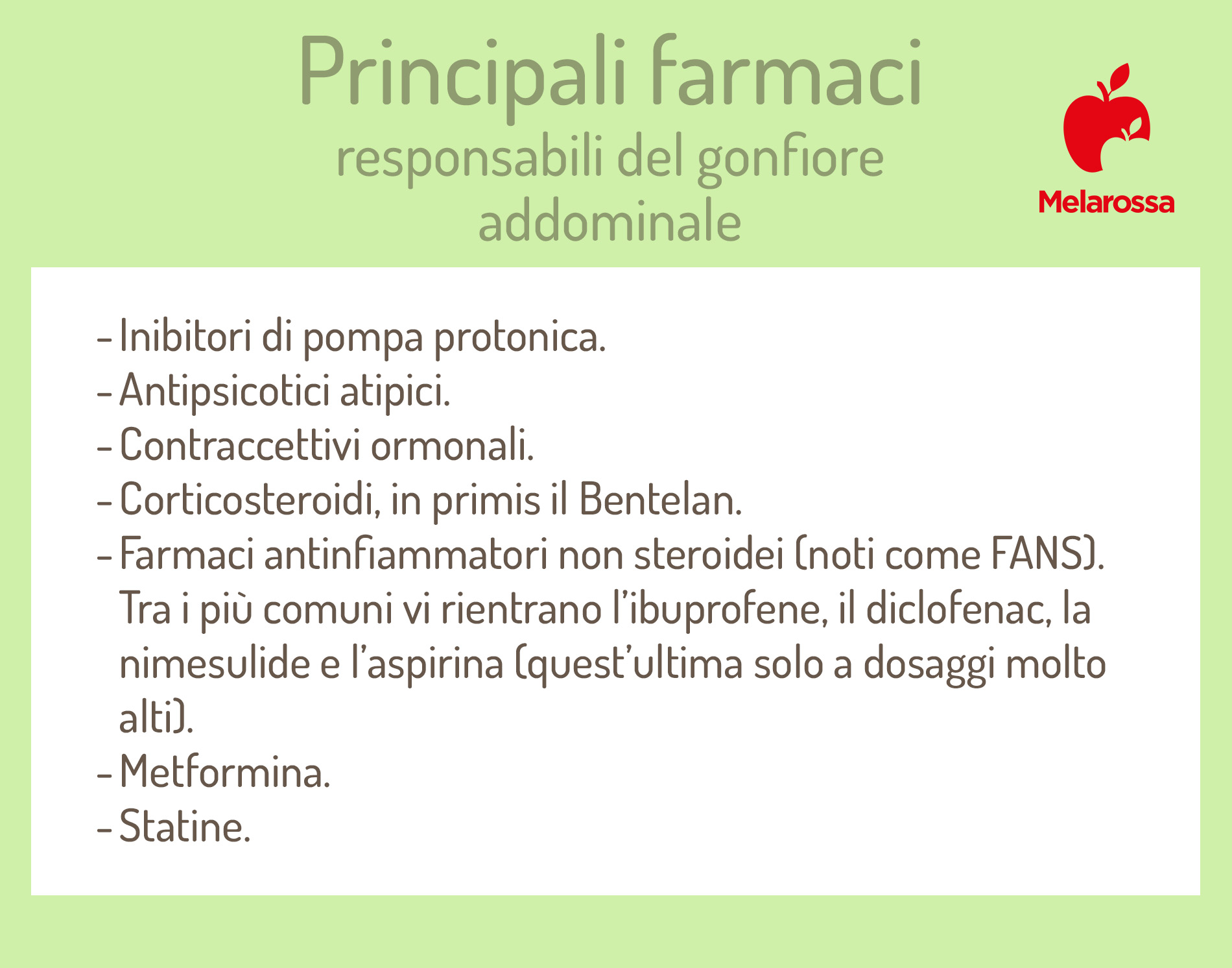 principali farmaci responsabili del gonfiore addominale
