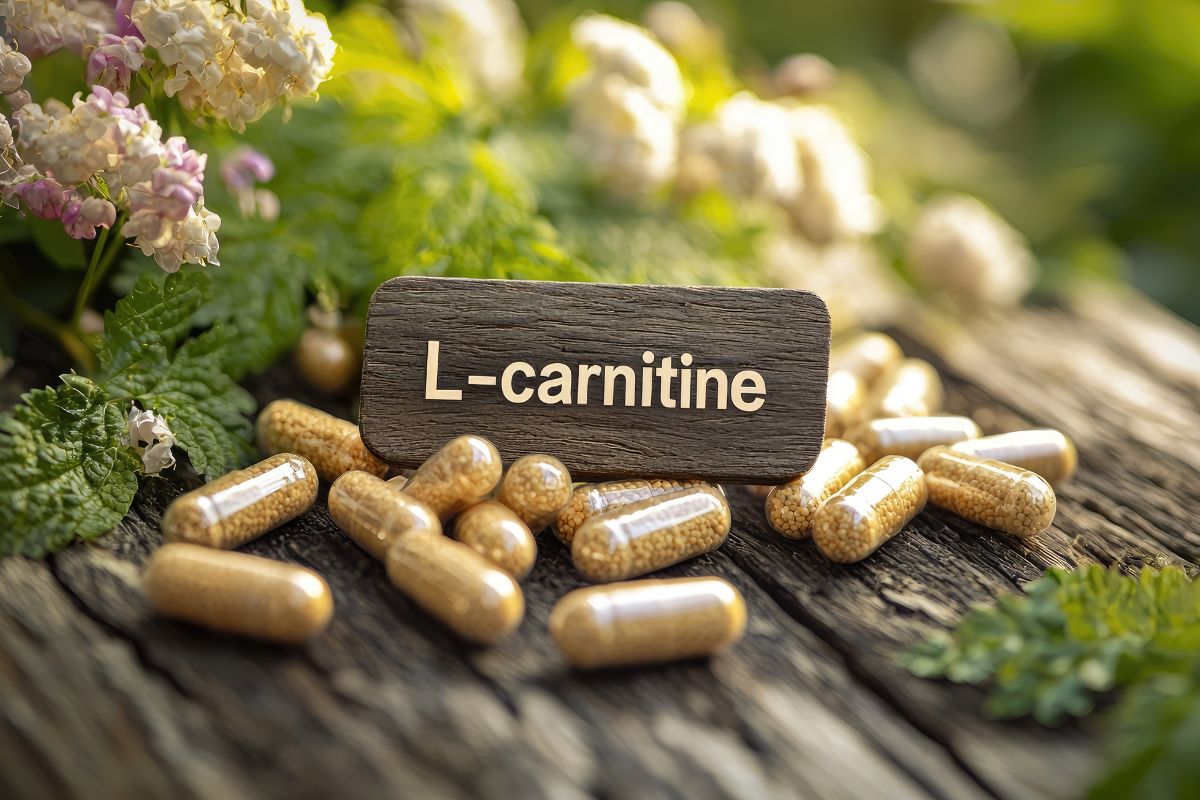 alcune capsule di integratori di carnitina su un tavolo