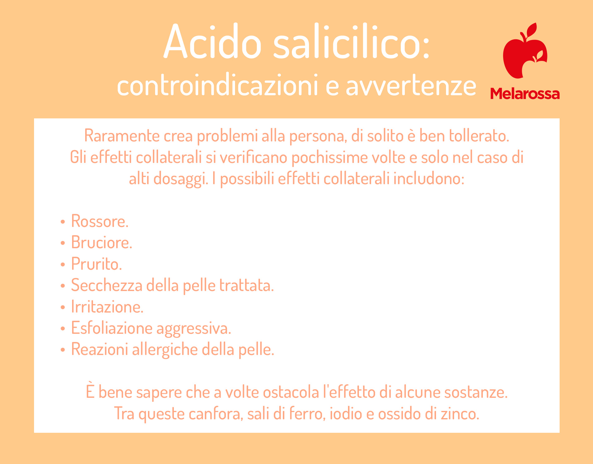 acido salicilico: controindicazioni- Tabella