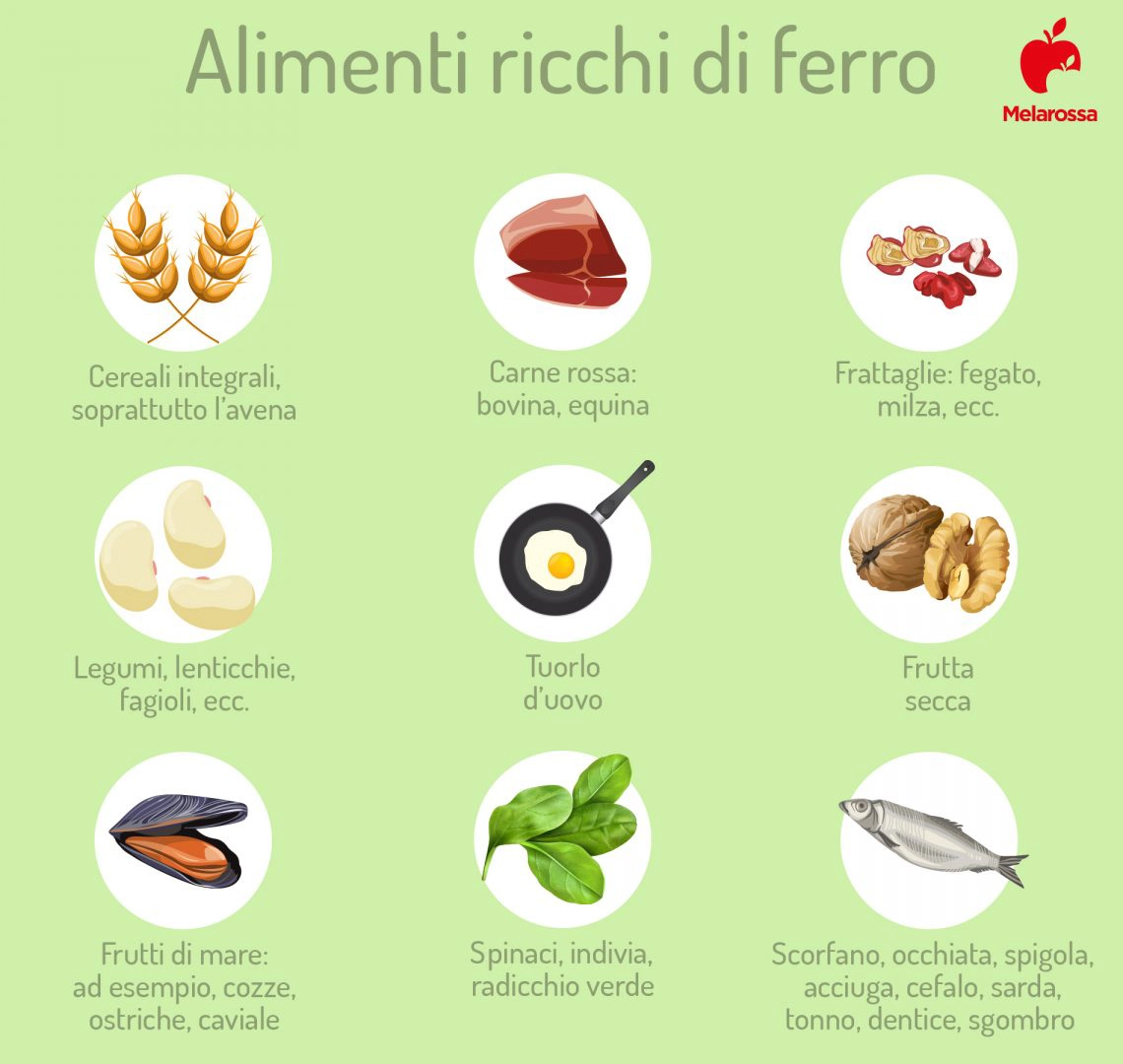 alimenti ricchi di ferro