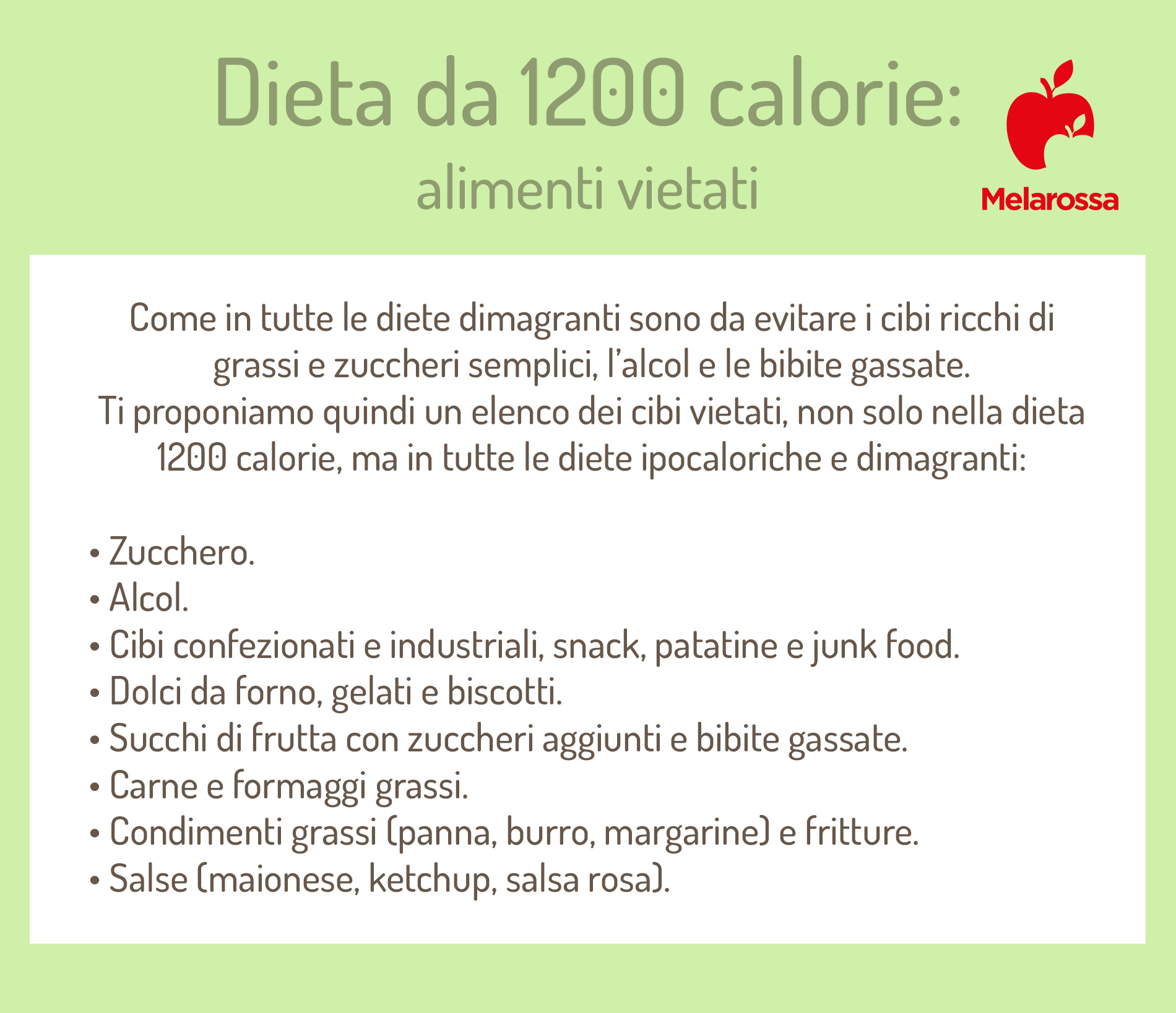 dieta da 1200 calorie: alimenti vietati 