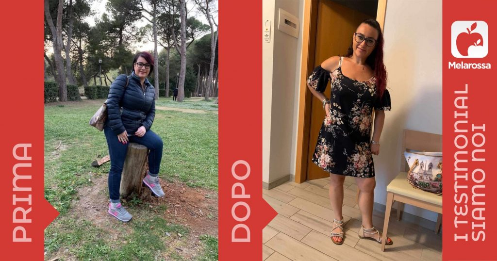 Donna prima e dopo la dieta Melarossa