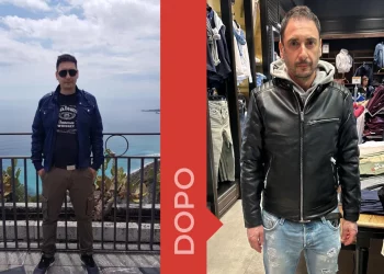 Un giovane uomo prima e dopo la dieta Melarossa