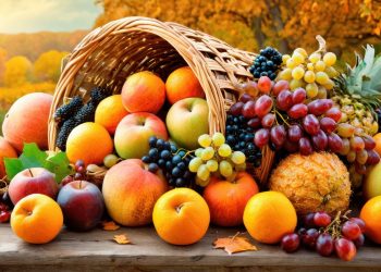 Una cornucopia colma di frutta di stagione