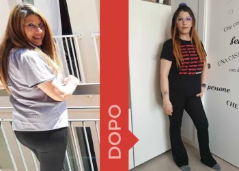 Una donna prima e dopo la dieta Melarossa
