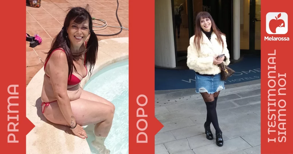 Donna prima e dopo la dieta Melarossa