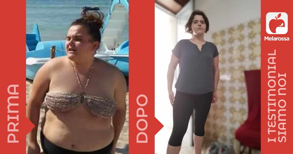 Donna prima e dopo la dieta Melarossa