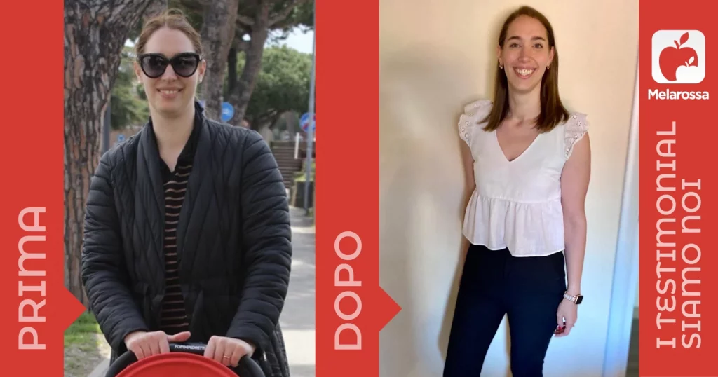donna prima e dopo la dieta Melarossa