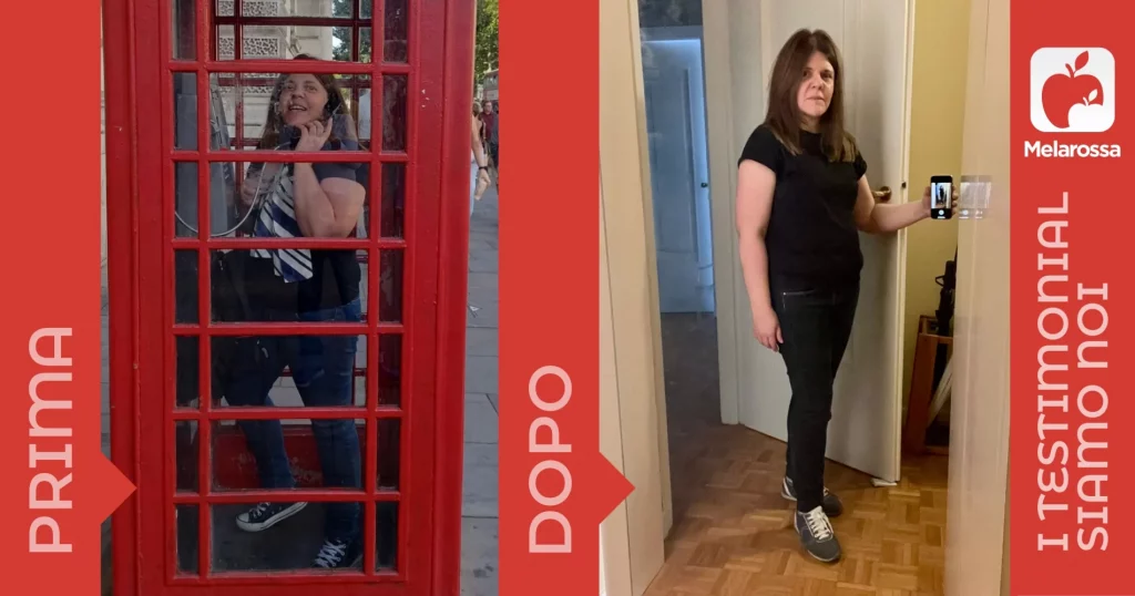 una donna prima e dopo la dieta dimagrante Melarossa