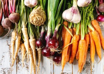 diverse radici commestibili come carote, patate e Topinambur