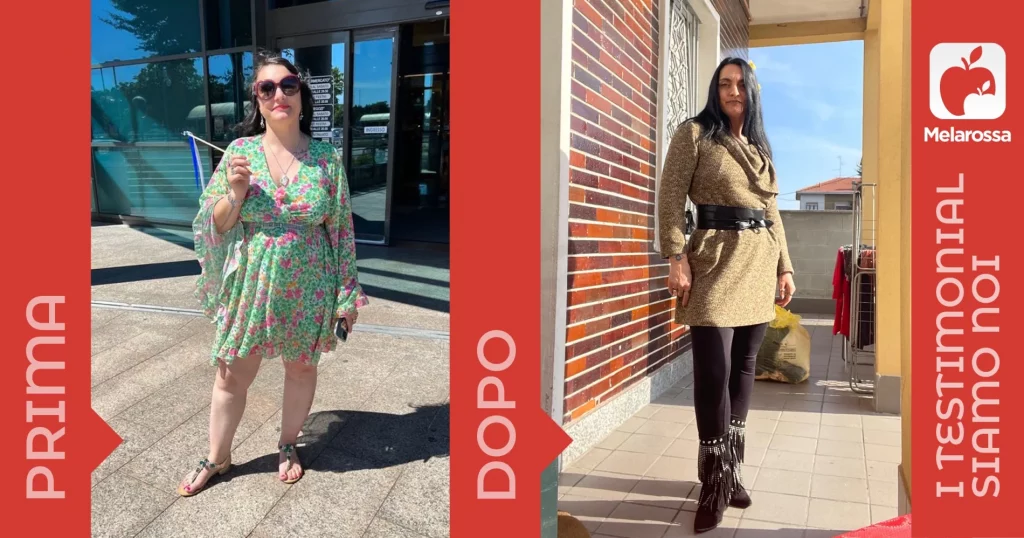 donna prima e dopo la dieta Melarossa
