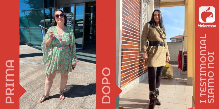 donna prima e dopo la dieta Melarossa