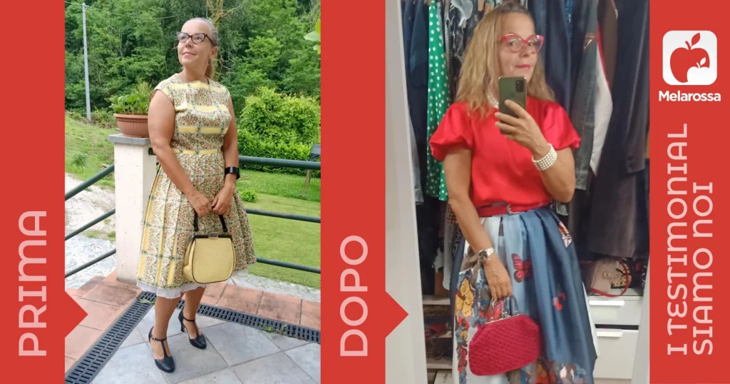 donna prima e dopo la dieta Melarossa