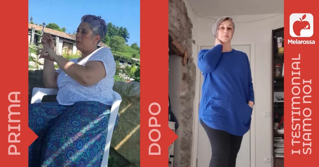 donna prima e dopo la dieta Melarossa