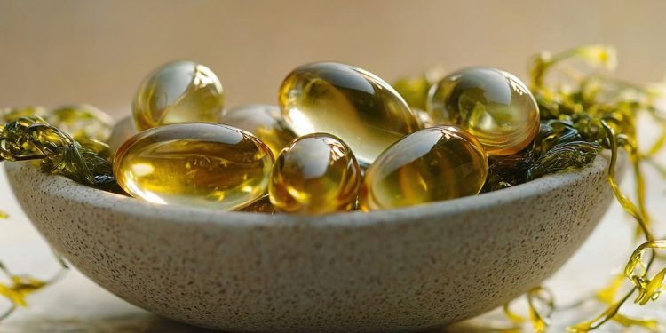una ciotola che contiene integratori a base di alga fucus