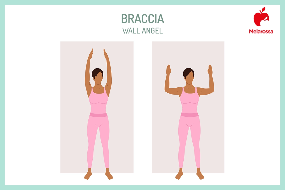 Pilates al muro: benefici, esercizi e allenamento per principianti 7 pilates al muro braccia wall angel