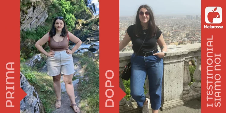 donna prima e dopo la dieta Melarossa