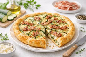 Torta salata zucchina e speck: la ricetta facile senza pasta sfoglia