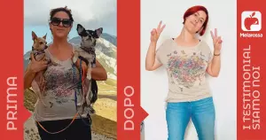 una donna prima e dopo essere dimagrita con la dieta Melarossa