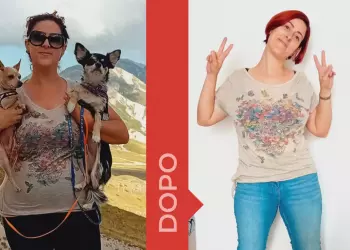 una donna prima e dopo essere dimagrita con la dieta Melarossa