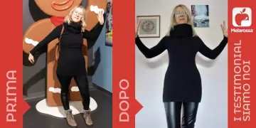foto di una donna prima e dopo aver fatto la dieta dimagrante Melarossa