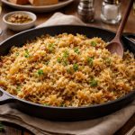 su tavolo apparecchiato padella con manici piena di crauti in padella