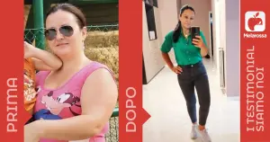 Iscriviti subito alla dieta Melarossa e scarica l'app 5 foto di una donna prima e dopo la dieta Melarossa con cui ha perso 20 kg